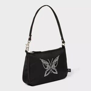 NEW Girls' Rhinestone Butterfly Convertible Shoulder Bag - art class™ Black